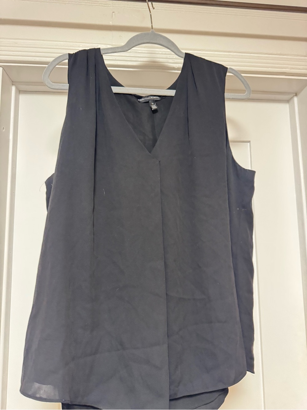 WHBM Black Sleeveless V-Neck Blouse